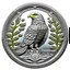 Placeholder: a silver eagle in the center, around which is a silver arch of silver leaves