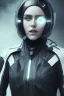 Placeholder: All Black racing suit AnnaSophia Robb, portrait, ghost mask, wearing high tech mask, white smoke, dark, rage, sorrow, high definition, ultra 8 k, volumetric lighting, blue fire, fog