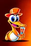 Placeholder: brand campaign for a new drink with orange and chili flavour with a american Donald Duck cartoon style