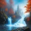 Placeholder: troll, giants throwing stones, spray painted fantasy art, book cover ,autumn icy water