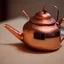 Placeholder: The reflection of a child on the surface of an old copper teapot