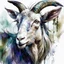 Placeholder: dnd, fantasy, watercolour, large strokes, stylistic, portrait, illustration, dull colours, female goat