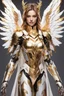 Placeholder: Halfbody Excited pose style Facing front Gorgeous Photography Beautiful Angel Queen Cyborg dressing Luxury Gown Mecha Golden and jewelry