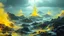Placeholder: oceanic landscape covered in coal and sulfur that looks futuristic with futuristic lighting, realistic rendering
