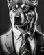 Placeholder: full head, full head, Illustrative sketch of a image of an angry humanoid dog, suit and tie, arte lineal ultra quality, 8k, full head, full head