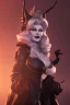 Placeholder: Mae West as evil queen in black leather, leather, busty, cleavage, angry, stern look. character design by cory loftis, fenghua zhong, ryohei hase, ismail inceoglu and ruan jia. unreal engine 5, artistic lighting, highly detailed, photorealistic, fantasy