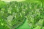 Placeholder: A light palish green abandoned moldy village painted by MC Escher