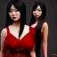 Placeholder: portrait only hitomi tanaka, long black hair, red dress, full body, 8k, highly realistic, octane render,