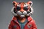 Placeholder: a cartoon tiger wearing sunglasses and a red jacket, a 3D render by senior character artist, trending on zbrush central, furry art, zbrush, rendered in cinema4d, rendered in maya