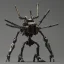 Placeholder: Mecha with metal spider legs his hands are machine guns.