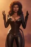 Placeholder: Pam Grier as evil queen in black leather, leather, busty, cleavage, angry, stern look. character design by cory loftis, fenghua zhong, ryohei hase, ismail inceoglu and ruan jia. unreal engine 5, artistic lighting, highly detailed, photorealistic, fantasy