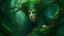Placeholder: 8K Ultra HD, highly detailed, we are transported to a mystical forest where the enigmatic beautiful Nature Witch resides, At the center of the painting stands the beautiful Nature Witch, a striking figure of ethereal beauty, Her presence is an embodiment of the very essence of nature itself, She has flowing, emerald-green hair that appears to be woven from the very vines and leaves that surround her, Her eyes, as deep as the forest itself, radiate a gentle wisdom and connection to all living thi