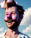 Placeholder: Ultra realistic clouds sky scene, medium shot view, portrait, sweet Peter Pan Childs free jumping flying, trinkets, monster hair, jelly beans, inflatable helmet, smile, happy, Wes Anderson style, inflatable color clothing, extreme, wind, clouds sea, 20,000 feet altitude, stratosphere, soft color, highly detailed, unreal engine 5, ray tracing, RTX, lumen lighting, ultra detail, volumetric lighting, 3d, finely drawn, high definition, high resolution.