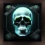 Placeholder: cyberpunk style ink ball skull picture in detailed frame, big black eyes, unreal engine 5, 8k resolution, photorealistic, ultra detailed, frame extreme accurate