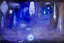 Placeholder: A purple outer space with ghosts of illusion designed in native American petroglyphs painted by Edgar Degas