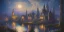 Placeholder: gothic painting of a victorian city in a fantasy starry night