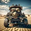 Placeholder: selfie of dangerous bot driving a truck in the desert, photo-realistic, shot on Hasselblad h6d-400c, zeiss prime lens, bokeh like f/0.8, tilt-shift lens 8k, high detail, smooth render, down-light, unreal engine, downlight