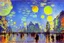 Placeholder: Epic futuristic street, exoplanet in the sky, konstantin korovin and claude monet impressionism painting