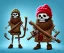 Placeholder: a skeleton lumberjack wearing a wool cap, by Stephen hillenberg