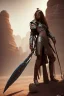 Placeholder: man, warrior, brunette hair, desert, 8k resolution, high-quality, fine-detail, intricate, fantasy art, detailed matte, volumetric lighting, illustration, 3D