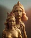 Placeholder: Statue of Queen of photography. Cute blonde woman. Photographer in golden crown. Standing on the street. Big camera in her hand. hyperdetailed, photorealistic, trending on artstation, greg rutkowski, beksinski, kodachrome, bokeh, red and gold