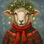 Placeholder: festive Whimiscial sheep in snow, with lights dressed for Christmas in holiday sweater