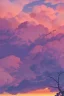 Placeholder: scenic photo of a vibrant Big tree, stretching high above the clouds, its branches adorned with radiant colourful lanterns that lead the way to a hidden realm of celestial vivid spirits. sunset setting, birds and fireflies flying