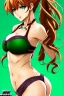 Placeholder: In the style of Shirow, hyper detailed, strikingly beautiful teen female, 16 years old, long ponytail, ginger hair, green eyes, medium freckles, full lips, full body, full face, tiny breasts, athletic, centred camera, ignore NSFW, bikini, athletic