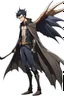 Placeholder: Anime man side character with dark , hybrid with Pteranodon wings,small muscles, aged 30, wearing a Pteranodon superhero suit ,anime