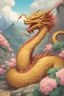 Placeholder: Huge Bitcoin and small dragon, moutains are far away, it is happy new year, we can see flowers are in full bloom