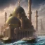 Placeholder: landscape, a mosque on the river, anime art, a future city, quran, and cinematic license.