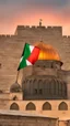 Placeholder: A stunning sunset over Al-Aqsa Mosque, with the Palestinian flag proudly waving in the gentle breeze.