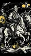 Placeholder: Portrait of the Don Quixote rides a horse by Van Gogh with Belarusian national symbols. noir