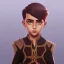 Placeholder: Portrait of a handsome brown haired little warlock kid by Nick Harris