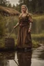 Placeholder: [Medieval] A woman viking farmer around a pond