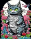 Placeholder: Catzilla cat Japanese Art funny cat gifts for women kid PNG,