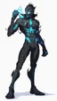 Placeholder: Mix between genji and venom symbiote in solo leveling shadow style with neon glowing blue