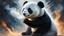 Placeholder: acrylic illustration, acrylic paint, oily sketch, masterpiece,best quality, 1panda, wabstyle, glowing, two-tone hair, (fog,:1.2) (mist:1.2), smoke, cowboy shot, cinematic angle, fisheye, motion blur,