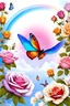 Placeholder: Trés belles roses, rainbows, beautiful colors gardens , flowers, cascades,Birds, butterfly
