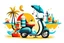 Placeholder: cool fun beach brand beach wear random design seaside bucket and spade vespa sunshine abstract objects like havana brand full page like basqiat