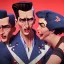 Placeholder: a realistic photo of a 1950s Greaser rockabilly band