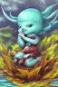 Placeholder: cute tiny ocean demon sitting on a fallen leaf, intricately detailed, photorealistic, oil on canvas, trending on art station, high definition, hdr, cute, beautiful in sunshine