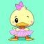 Placeholder: P: real cute chibi cartoon duck wearing a cute little tutu. Colorful.