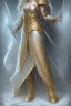 Placeholder: Female elf twilight cleric in a silver robe with blue curly hair and golden eyes