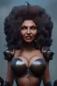 Placeholder: Pam Grier as evil queen in black leather, leather, busty, cleavage, angry, stern look. character design by cory loftis, fenghua zhong, ryohei hase, ismail inceoglu and ruan jia. unreal engine 5, artistic lighting, highly detailed, photorealistic, fantasy