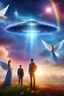 Placeholder: ufo rainbow, , ufos fleet, intergalactic,angels, beaux paysages fleuris