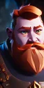 Placeholder: A high detail, high definition dungeons and dragons character design of a short dwarf male warrior who has a strong build, a thick ginger beard, long ginger hair, and wearing metal plated armor with pauldrons