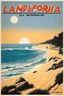 Placeholder: [Affiches "LANDIFORNIA" vintage by Fred Ludekens] Famous iconic Landifornia surf beach La Piste of Hossegor-Capbreton with its iconic bunkers
