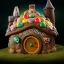 Placeholder: an intricate hobbit-style gingerbread house with rainbow sprinkles, frosting, hobbit-style,8k resolution, centered, high-quality, ultrafine-detail, digital art, detailed matte, volumetric lighting, illustration, 3D octane render, brian froud, howard lyon, ben goossens, George Grie, greg rutowski, alphonse mucha