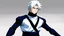 Placeholder: Satoru Gojo is a young guy white hair blue eyes black turtleneck without arms white loose pants in a defensive pose